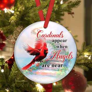 Cardinal When Angels Are Near - Circle Ornament - Owl Ohh - Owl Ohh