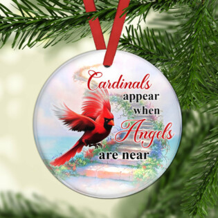 Cardinal When Angels Are Near - Circle Ornament - Owl Ohh - Owl Ohh