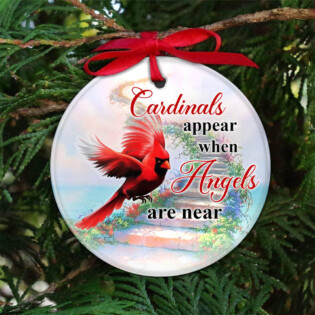 Cardinal When Angels Are Near - Circle Ornament - Owl Ohh - Owl Ohh