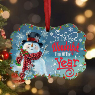 Snowman Wonderful Time Of The Year - Horizontal Ornament - Owl Ohh - Owl Ohh