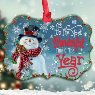 Snowman Wonderful Time Of The Year - Horizontal Ornament - Owl Ohh - Owl Ohh