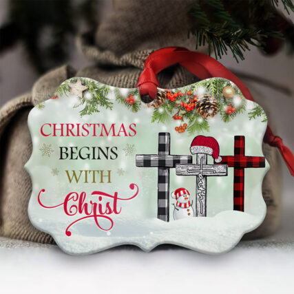 Snowman Begins With Christ - Horizontal Ornament - Owl Ohh - Owl Ohh