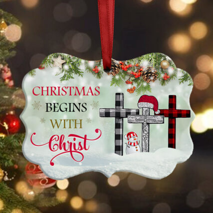Snowman Begins With Christ - Horizontal Ornament - Owl Ohh - Owl Ohh