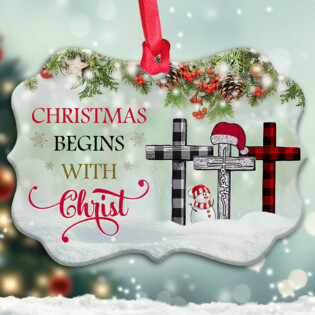 Snowman Begins With Christ - Horizontal Ornament - Owl Ohh - Owl Ohh