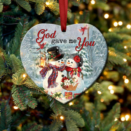 Snowman God Gave me You - Heart Ornament - Owl Ohh - Owl Ohh