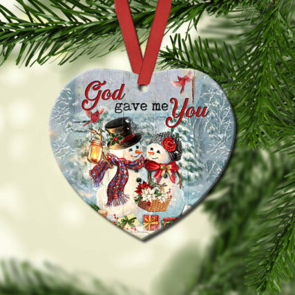 Snowman God Gave me You - Heart Ornament - Owl Ohh - Owl Ohh