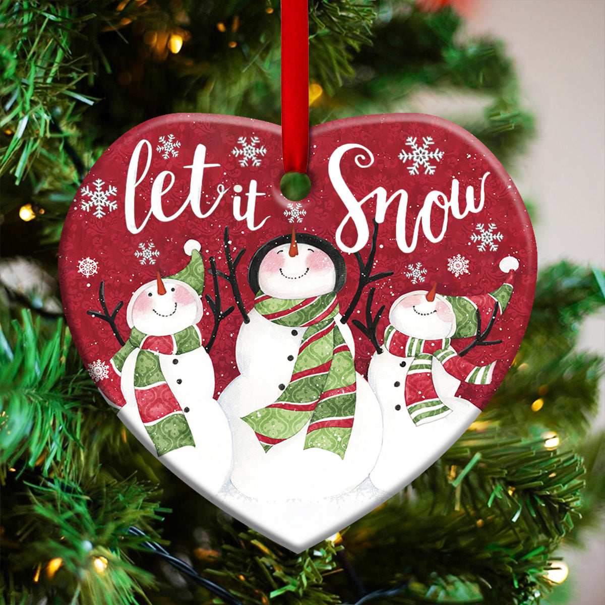 Christmas Snowman Let It Snow - Heart Ornament - Owl Ohh - Owl Ohh