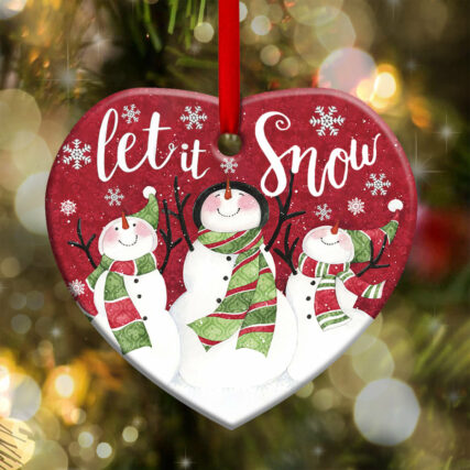 Christmas Snowman Let It Snow - Heart Ornament - Owl Ohh - Owl Ohh