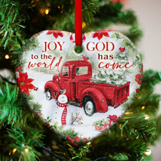 Red Truck Snowman Faith Has Come - Heart Ornament - Owl Ohh - Owl Ohh