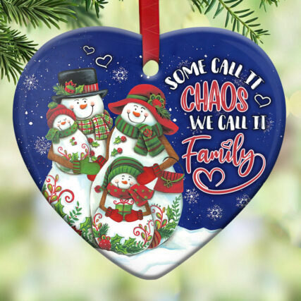 Snowman Family We Call It Family - Heart Ornament - Owl Ohh - Owl Ohh