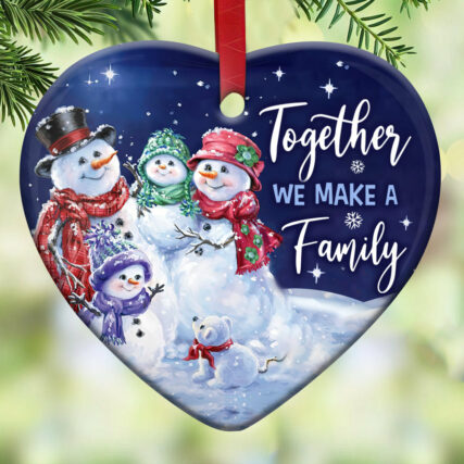 Snowman Family We make Together - Heart Ornament - Owl Ohh - Owl Ohh