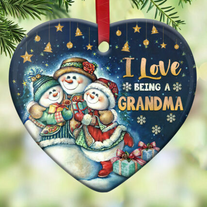 Snowman I Love Being A Grandma - Heart Ornament - Owl Ohh - Owl Ohh