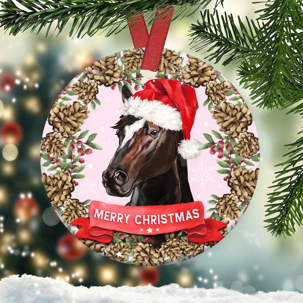 Horse Merry Christmas Lover - Circle Ornament - Owl Ohh - Owl Ohh