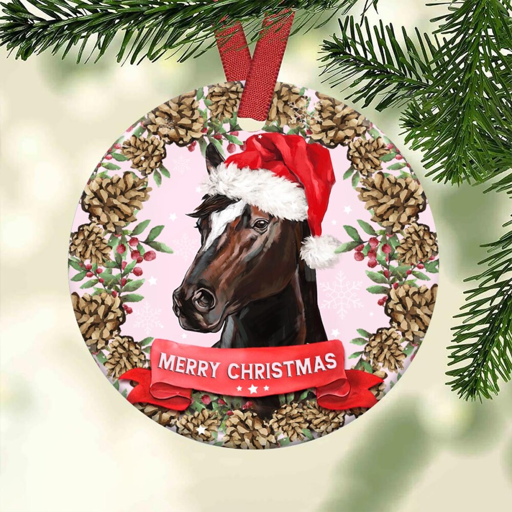 Horse Merry Christmas Lover - Circle Ornament - Owl Ohh - Owl Ohh