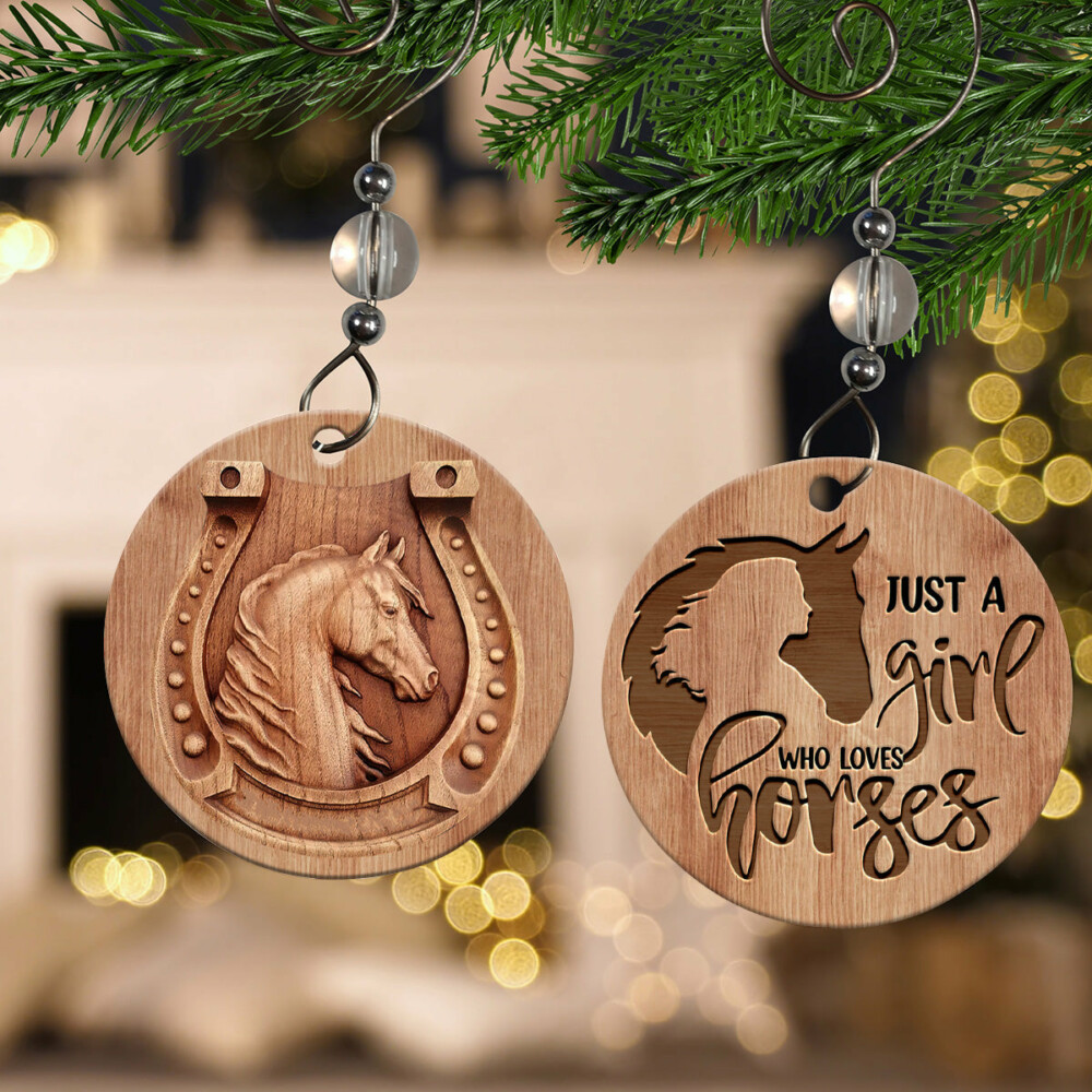 Horse Lover Wood Style - Circle Ornament - Owl Ohh - Owl Ohh