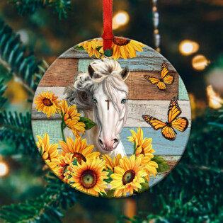 Horse Faith Love Sunflower - Circle Ornament - Owl Ohh - Owl Ohh