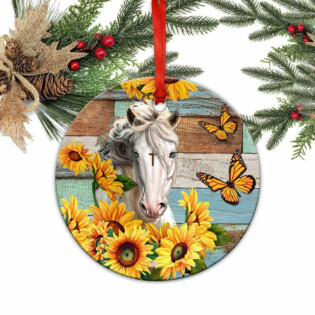 Horse Faith Love Sunflower - Circle Ornament - Owl Ohh - Owl Ohh