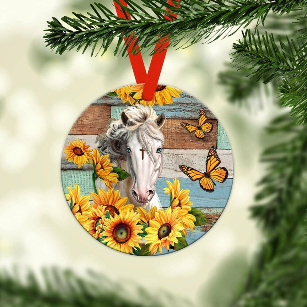 Horse Faith Love Sunflower - Circle Ornament - Owl Ohh - Owl Ohh