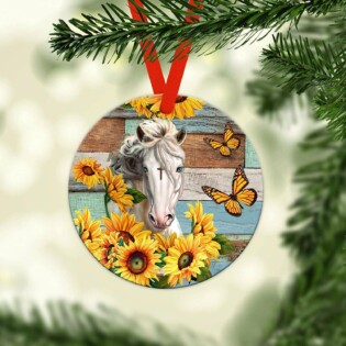 Horse Faith Love Sunflower - Circle Ornament - Owl Ohh - Owl Ohh