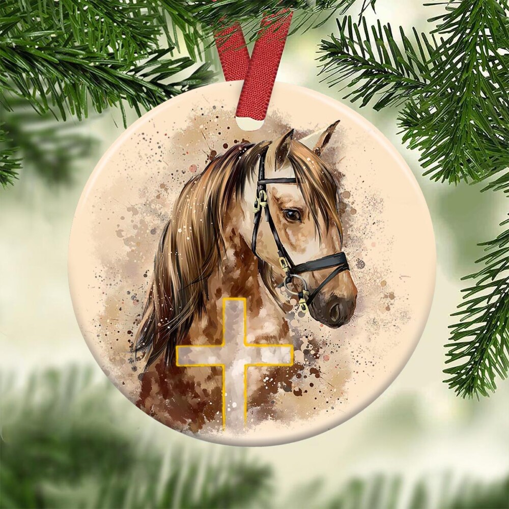 Horse Faith Cross Nice Life - Circle Ornament - Owl Ohh - Owl Ohh