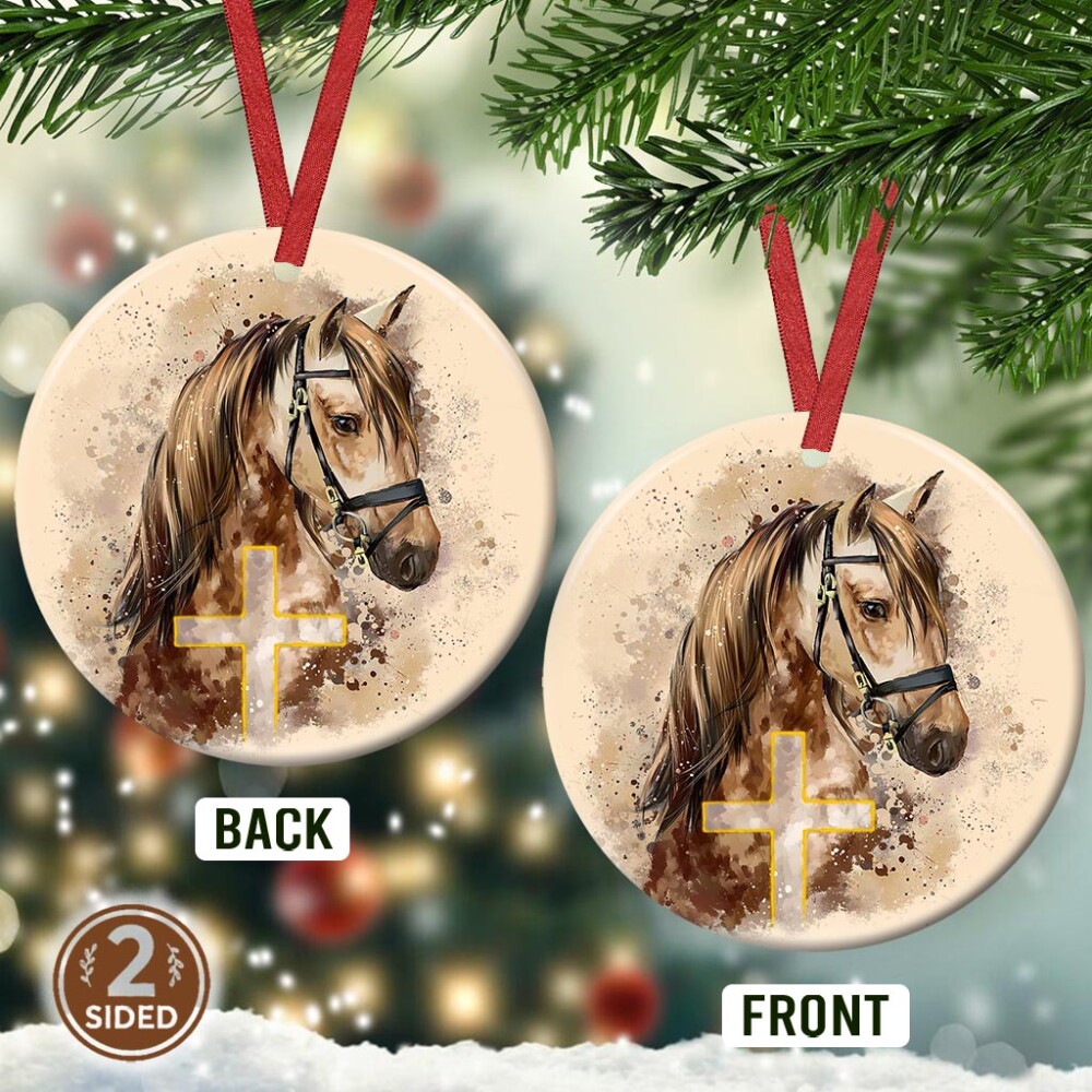 Horse Faith Cross Nice Life - Circle Ornament - Owl Ohh - Owl Ohh