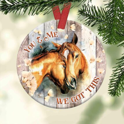 Horse Couple Wood Style - Circle Ornament - Owl Ohh - Owl Ohh