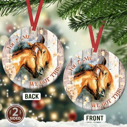 Horse Couple Wood Style - Circle Ornament - Owl Ohh - Owl Ohh