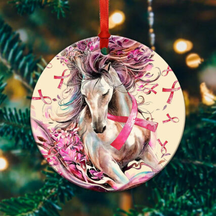 Horse Breast Cancer Lover - Circle Ornament - Owl Ohh - Owl Ohh