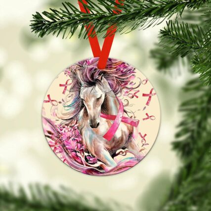 Horse Breast Cancer Lover - Circle Ornament - Owl Ohh - Owl Ohh