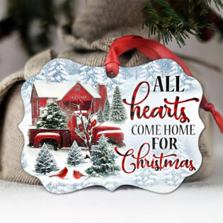 Red Truck Cardinal All Hearts Come Home For Christmas - Horizontal Ornament - Owl Ohh - Owl Ohh