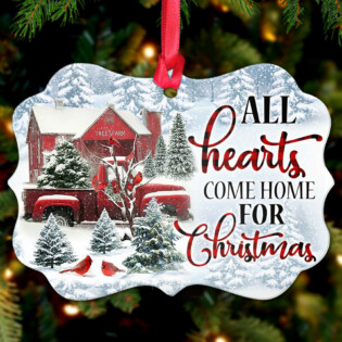 Red Truck Cardinal All Hearts Come Home For Christmas - Horizontal Ornament - Owl Ohh - Owl Ohh