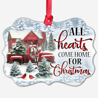 Red Truck Cardinal All Hearts Come Home For Christmas - Horizontal Ornament - Owl Ohh - Owl Ohh
