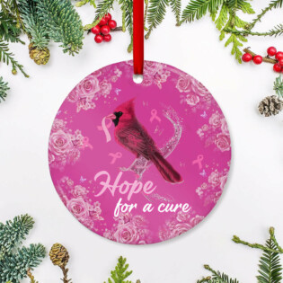 Cardinal Breast Cancer Hope - Circle Ornament - Owl Ohh - Owl Ohh