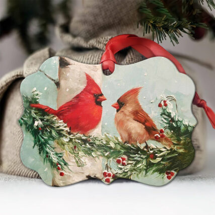 Cardinal Lover Couple Style - Horizontal Ornament - Owl Ohh - Owl Ohh