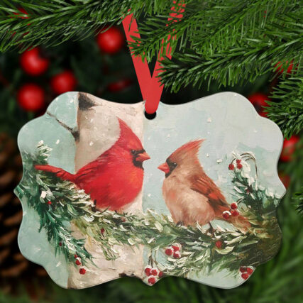 Cardinal Lover Couple Style - Horizontal Ornament - Owl Ohh - Owl Ohh