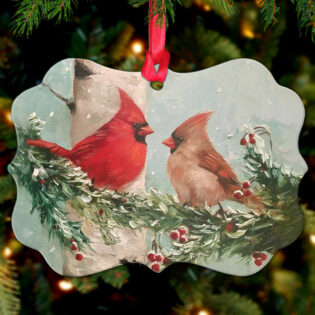 Cardinal Lover Couple Style - Horizontal Ornament - Owl Ohh - Owl Ohh