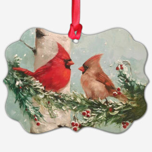 Cardinal Lover Couple Style - Horizontal Ornament - Owl Ohh - Owl Ohh