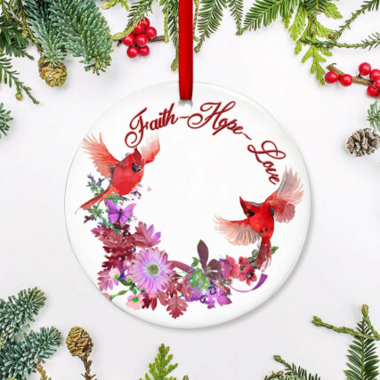 Cardinal Faith Love Hope - Circle Ornament - Owl Ohh - Owl Ohh
