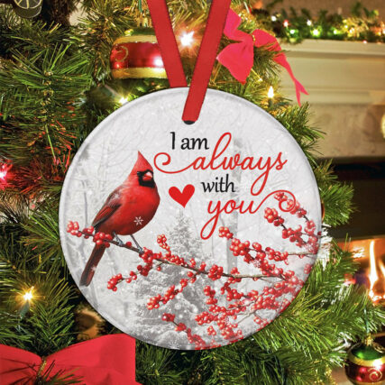 Cardinal I Am Always With You - Circle Ornament - Owl Ohh - Owl Ohh