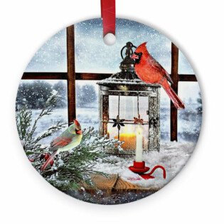 Cardinal Lantern With His Friends - Circle Ornament - Owl Ohh - Owl Ohh
