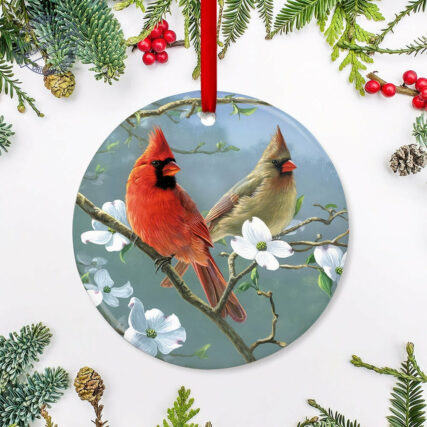 Cardinal Painting Art Style - Circle Ornament - Owl Ohh - Owl Ohh