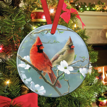 Cardinal Painting Art Style - Circle Ornament - Owl Ohh - Owl Ohh