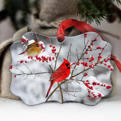 Cardinal Red Bird Artwork - Horizontal Ornament - Owl Ohh - Owl Ohh