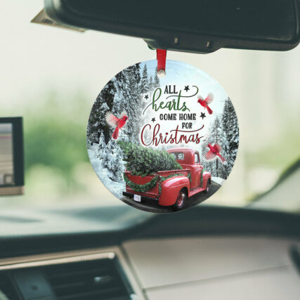 Cardinal Red Truck Come Home - Circle Ornament - Owl Ohh - Owl Ohh