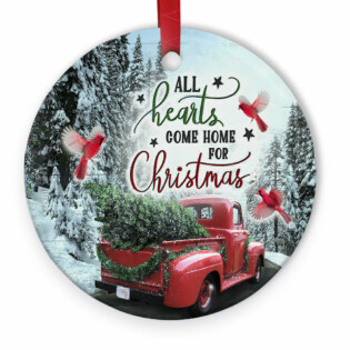 Cardinal Red Truck Come Home - Circle Ornament - Owl Ohh - Owl Ohh
