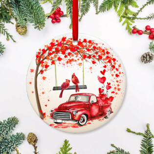 Cardinal Red Truck Red Style - Circle Ornament - Owl Ohh - Owl Ohh
