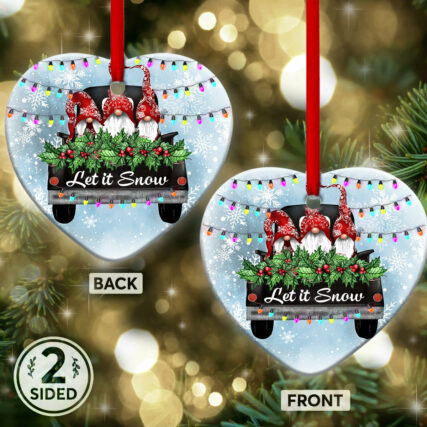 Gnome Let It Snow - Heart Ornament - Owl Ohh - Owl Ohh