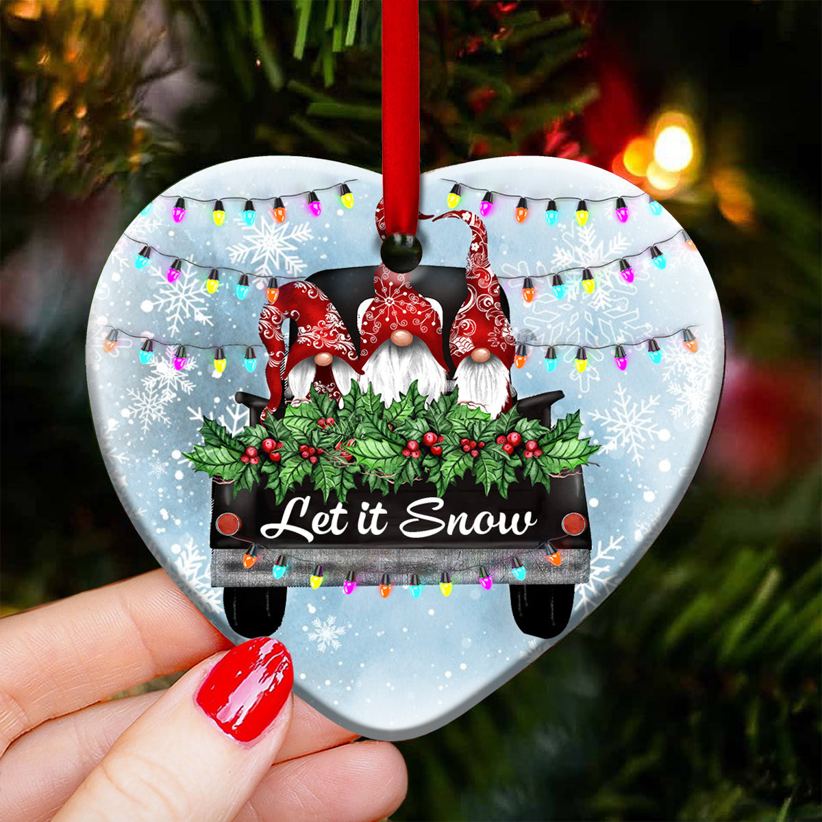 Gnome Let It Snow - Heart Ornament - Owl Ohh - Owl Ohh