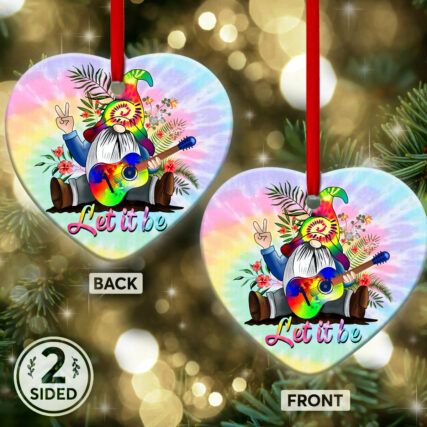 Gnome Hippie Let It Be - Heart Ornament - Owl Ohh - Owl Ohh