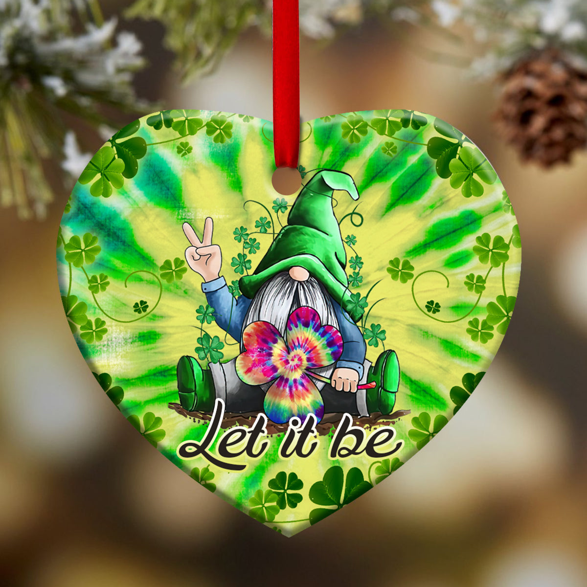 Gnome Hippie Tie Dye - Heart Ornament - Owl Ohh - Owl Ohh